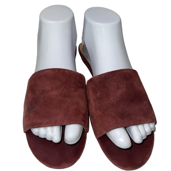 Splendid Women's Slide On Sandals Size 8.5 Suede Upper Plum Flats Low Heel - Picture 1 of 5